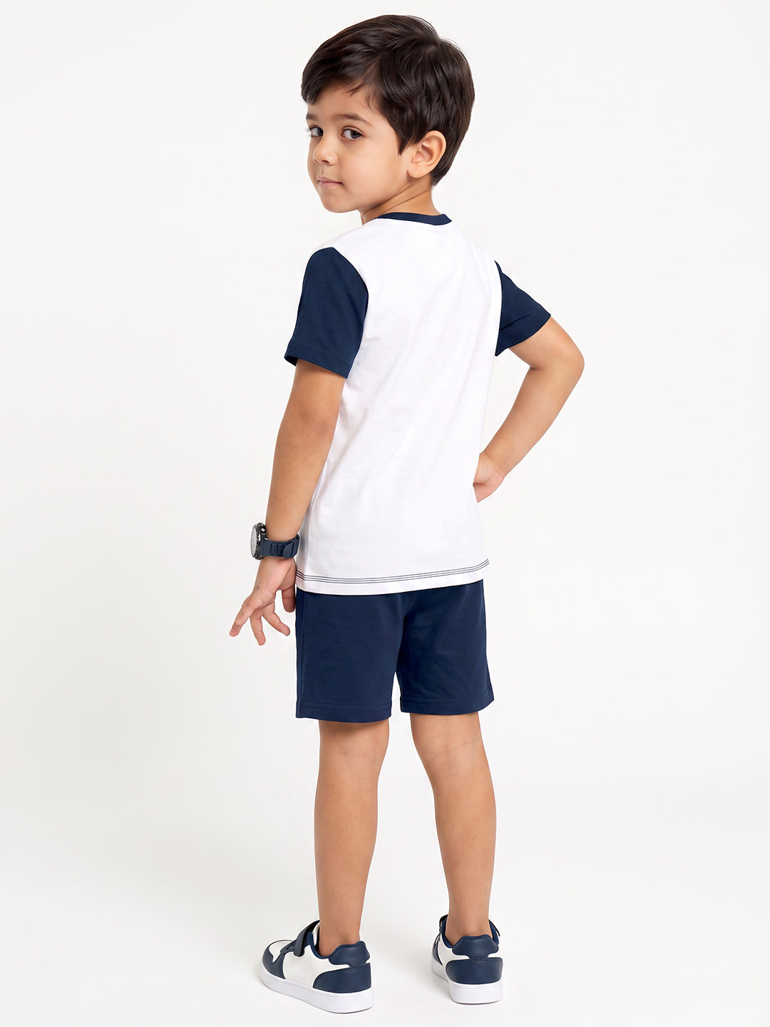 Kids - Speedy Kids White Navy Top & Navy Bottom Set