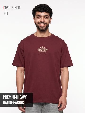 Spirit of the Samurai Oversized T-Shirt - Maroon