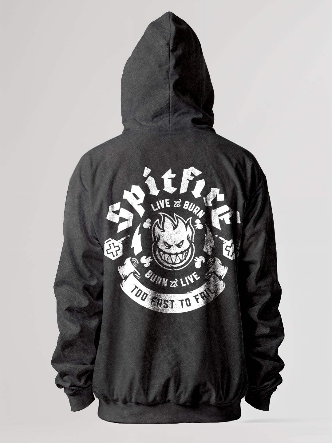 Split Fire Oversized Hoodie Stone Wash