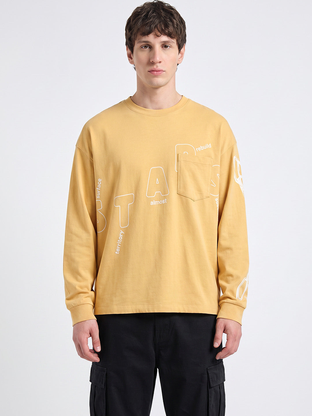 Star Surface Territory Full Sleeve Oversized T-Shirt - Yellow