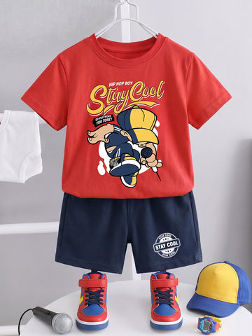 Kids - Stay Cool Red Top & Navy Blue Bottom Set