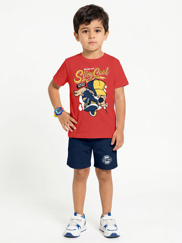 Kids - Stay Cool Red Top & Navy Blue Bottom Set