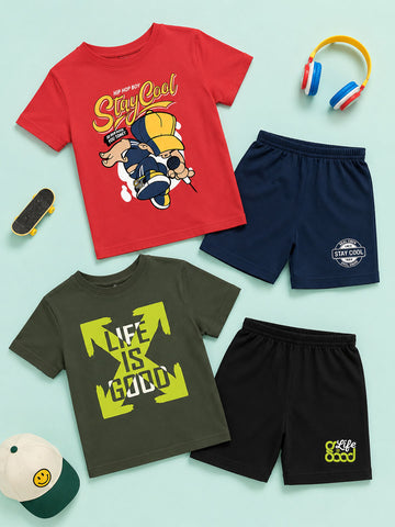 Stay Cool Red Top & Navy Bottom & Life is Good Olive Top & Black Bottom (Pack of 2)