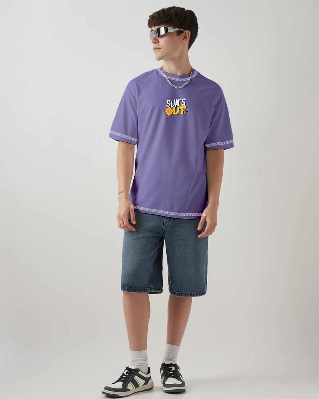 Sun Out Graphic Printed Oversized T-Shirt - Multi Color