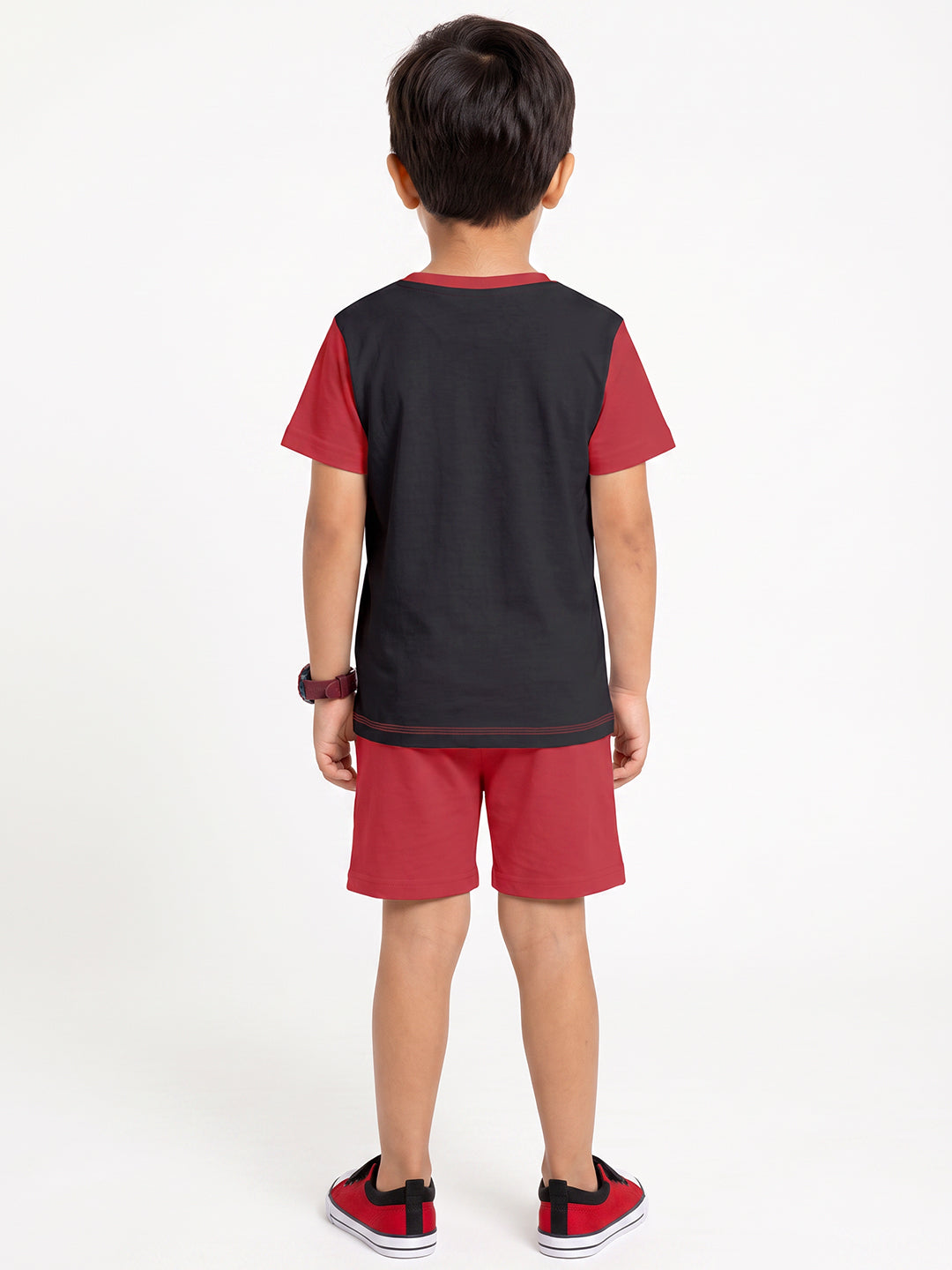 Kids - Super Hero Black Red Top & Red Bottom Set