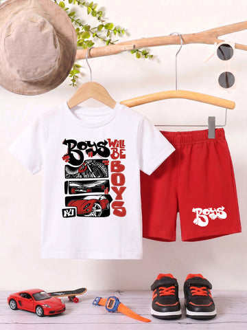 Kids - The Boys White Top & Red Bottom Set