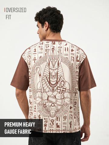 The Golden Ankh Oversized T-Shirt - Off White & Rust