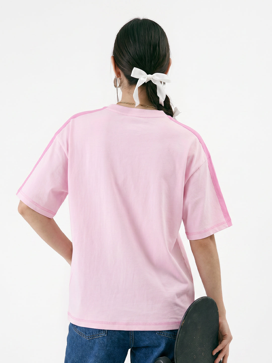 Tokyo Street Club Women Oversized T-Shirt - Light Pink & Pink