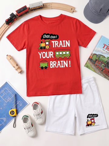 Kids - Train Your Brain Red Top & White Bottom Set