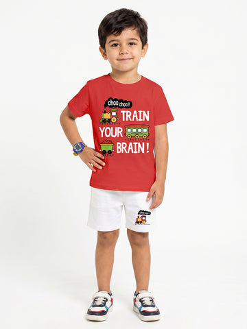 Kids - Train Your Brain Red Top & White Bottom Set