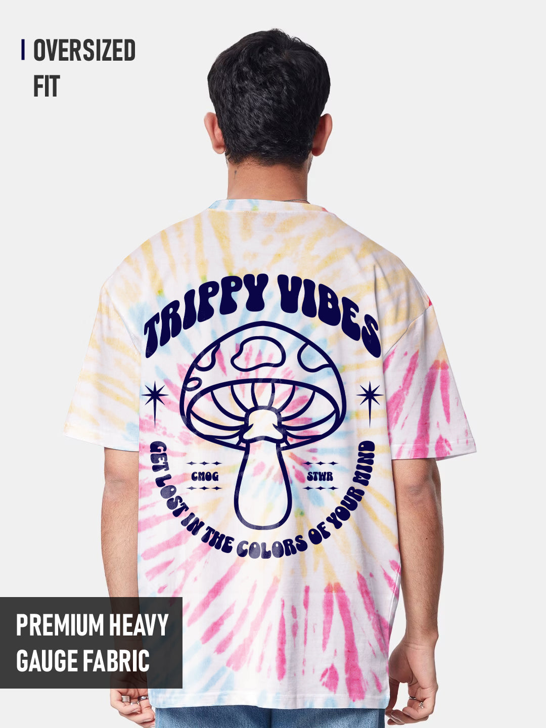 Trippy Vibes Graphic Printed Oversized T-Shirt - Tiedye
