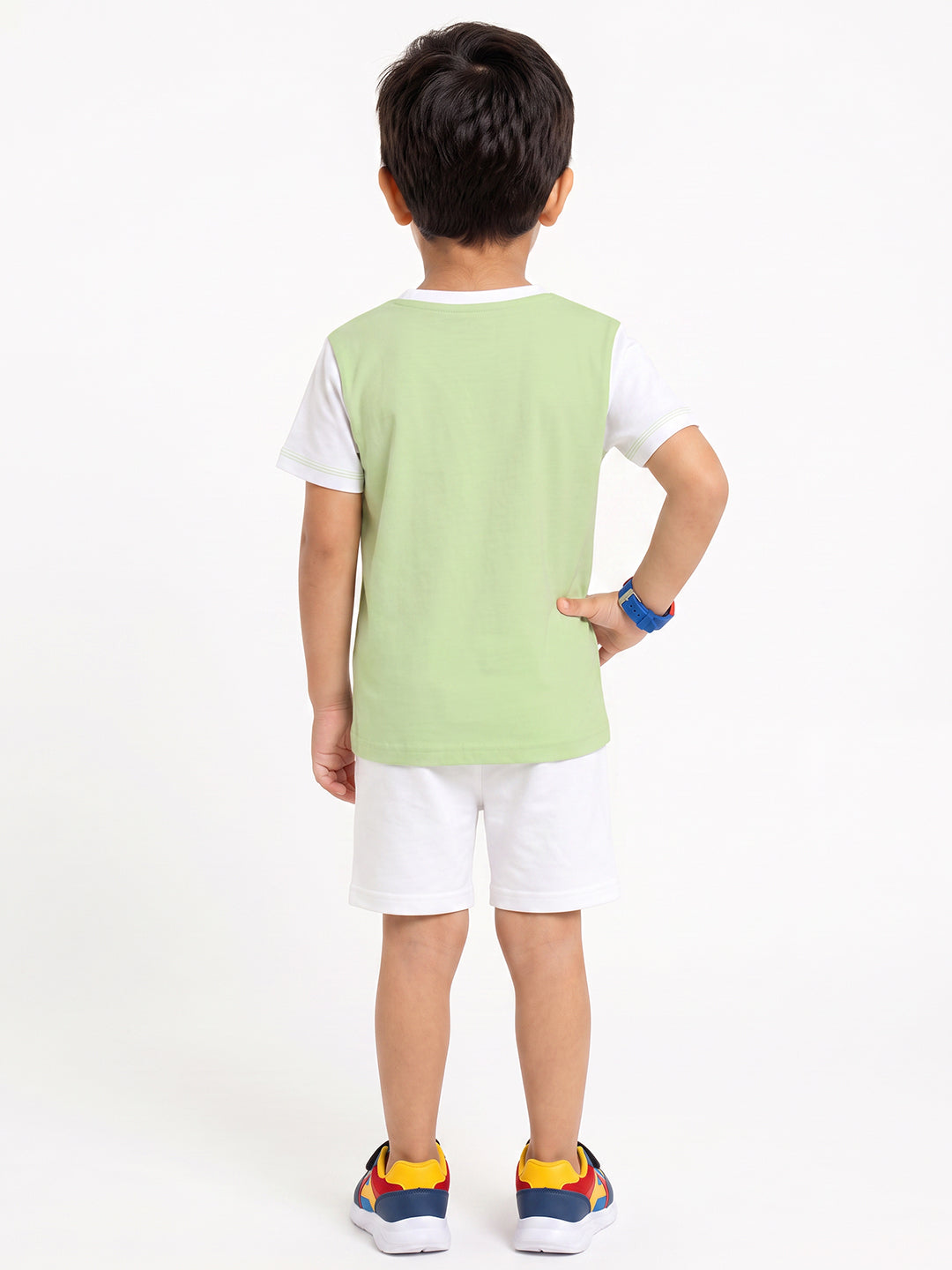 Kids - Truck Racer Pista Green White Top & White Bottom Set