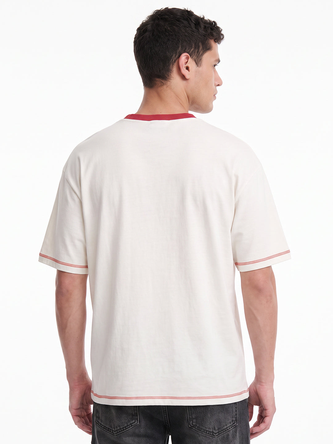 Vintage Steel Oversized T-Shirt - Off White & Red