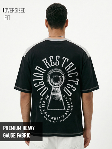 Vision Restricted Oversized T-Shirt - Black & L.T.Grey