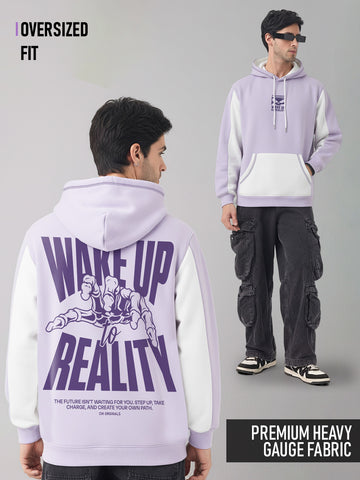 Wake Up The Reality Oversized Hoodie - White & Lilac