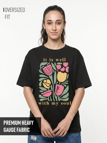 Well With My Soul Women Oversized T-Shirt - Black