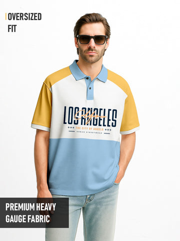 Los Angeles Oversized Polo T-Shirt - Multi Color