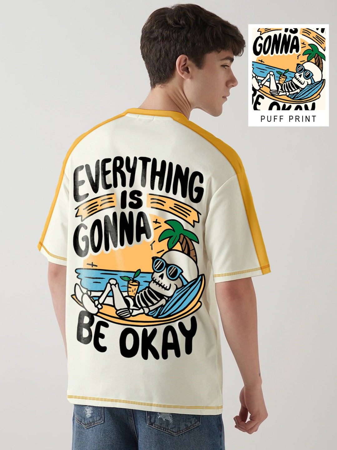 Every Thing is Gonna Be Okay Graphic Printed Oversized T-Shirt - Multi Color