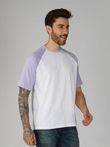 Lilac With White Raglan Oversized T-Shirt