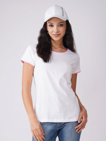 Women's White Color Half Sleeve T-Shirt