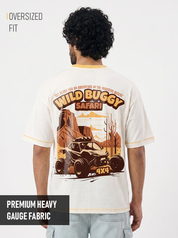 Wild Safari Oversized T-Shirt - Yellow & Off White