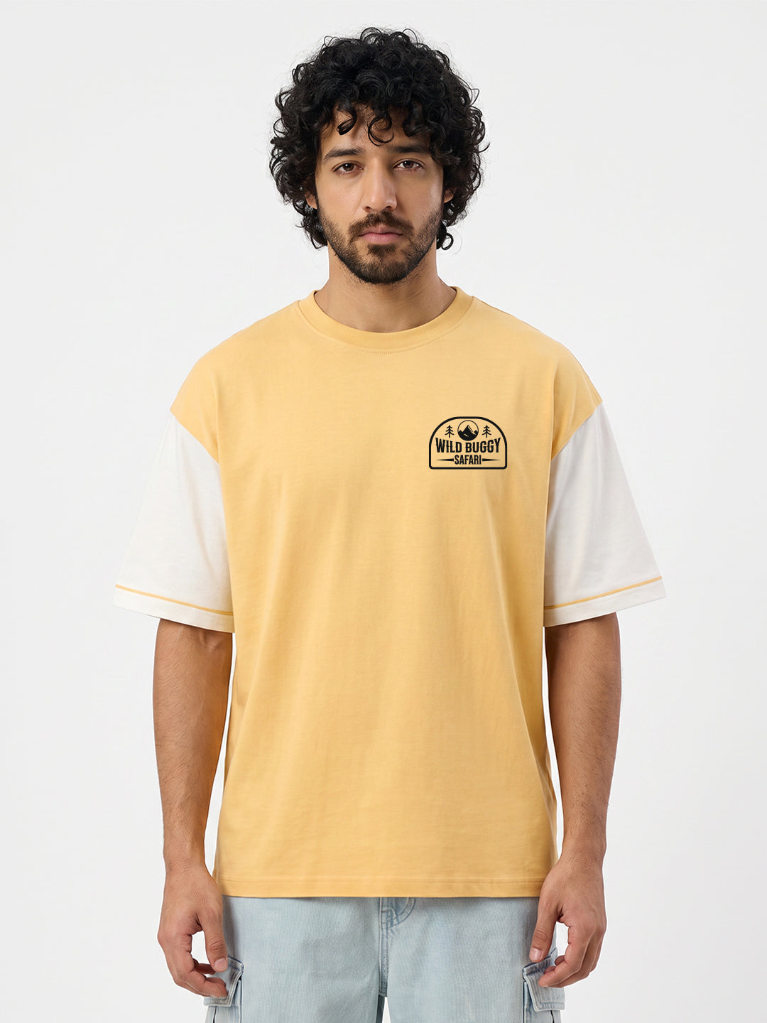 Wild Safari Oversized T-Shirt - Yellow & Off White