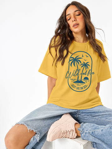 Wild and Free Women Oversized T-Shirt - Multi Color