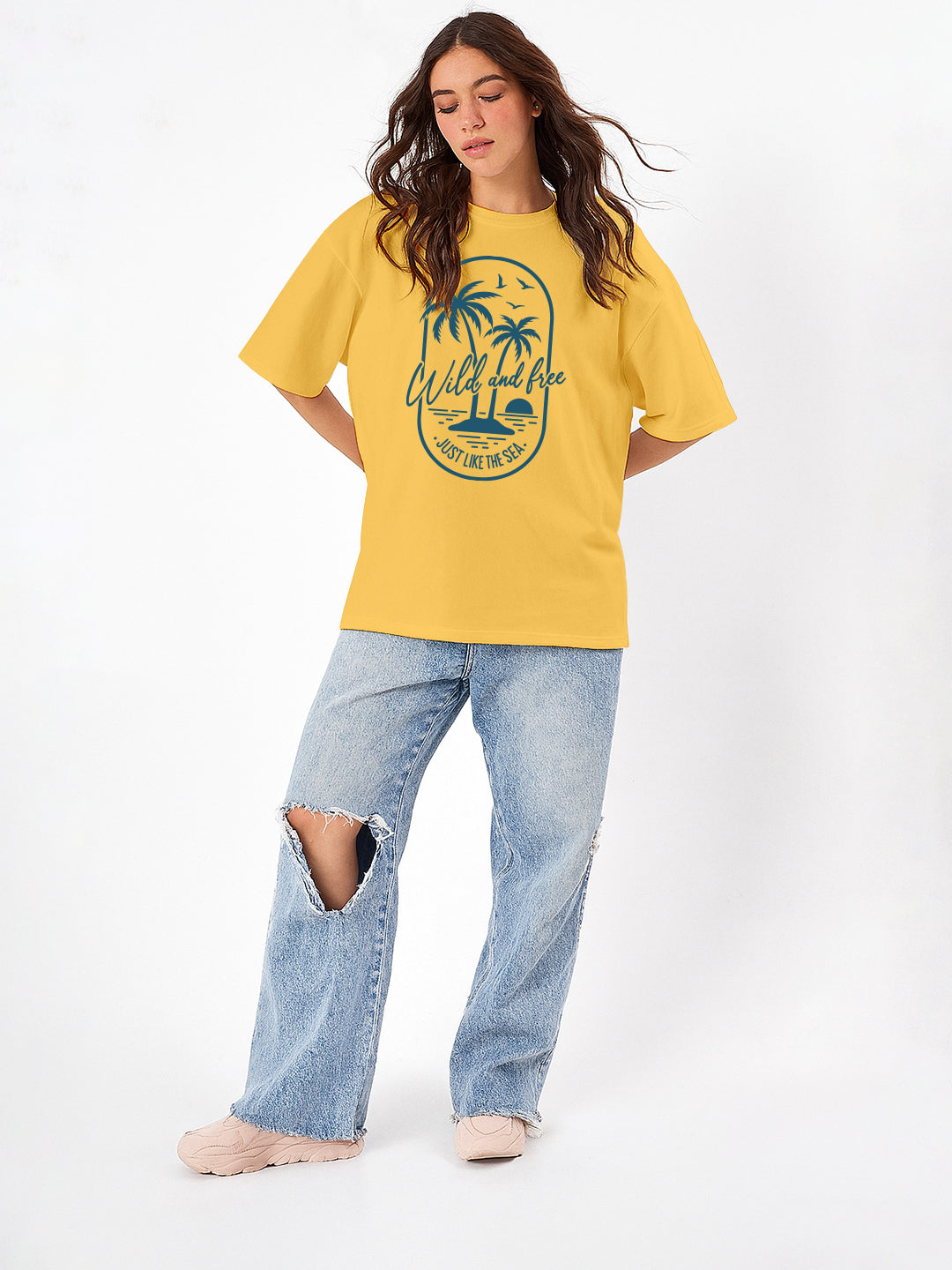 Wild and Free Women Oversized T-Shirt - Multi Color
