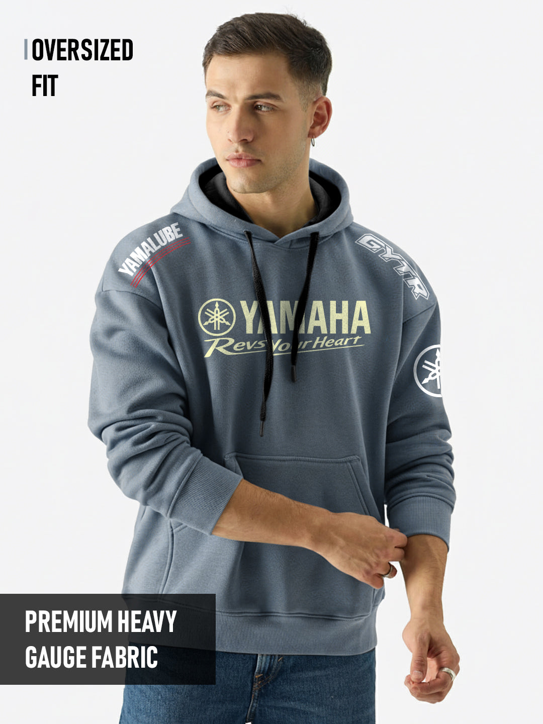 OVERSIZED HOODIE - Yamaha Oversized Hoodie - Metallic Grey