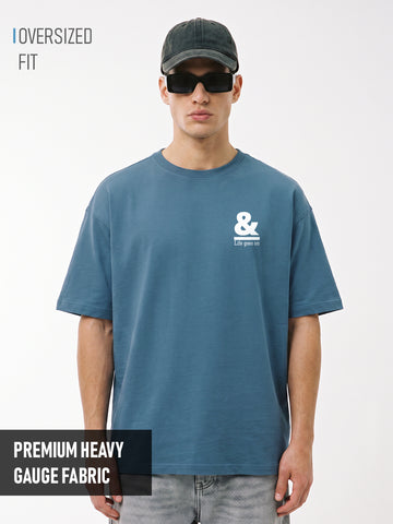 Life Goes On Oversized T-Shirt - Denim Blue