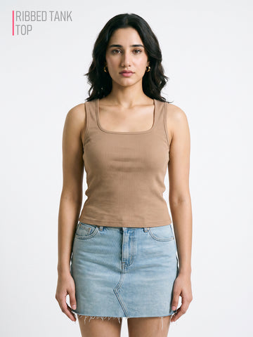 Women's Plain Tank Top - Ash Brown