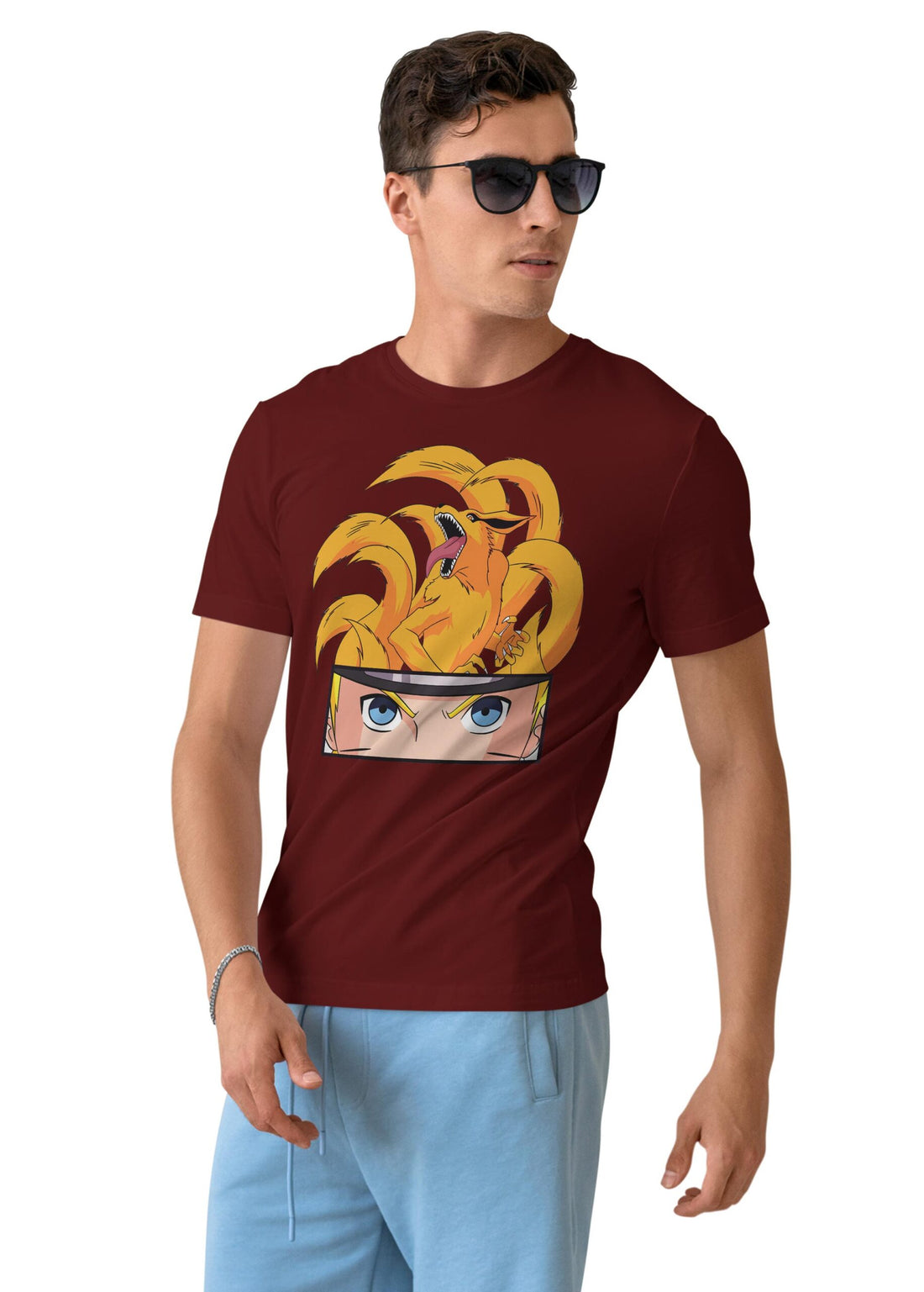 Naruto With Kurama Half Sleeve T-Shirt