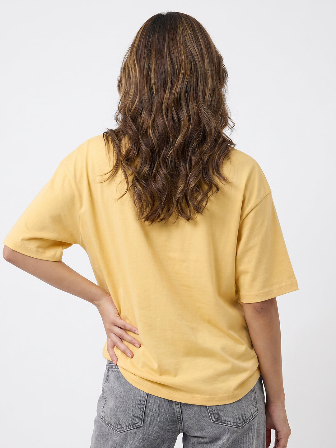 Peace Love Coffee Women Oversized T-Shirt - Yellow