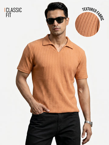 Rust Wave Regular Polo T-Shirt - Rust
